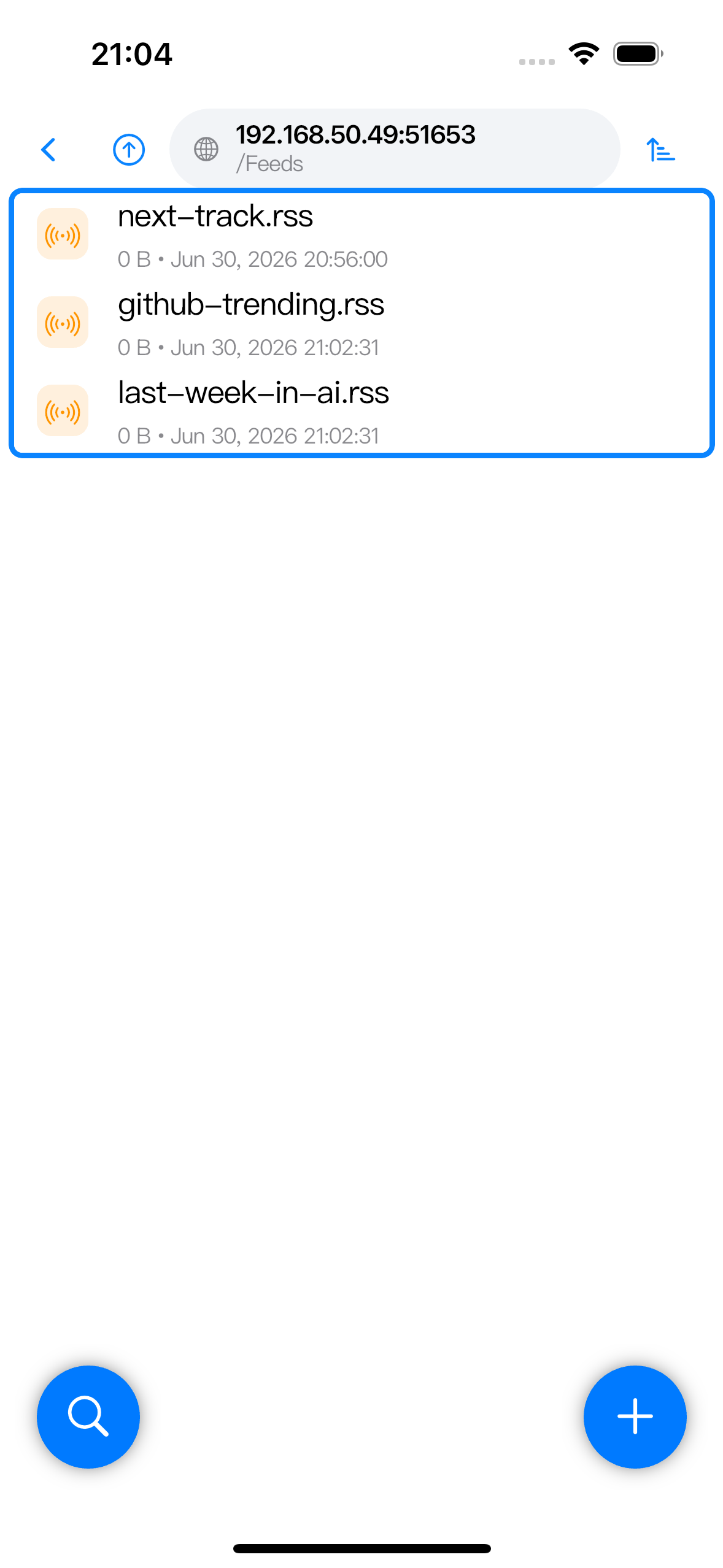 Browser 中 /Feeds 目录下的 .rss 标记文件。