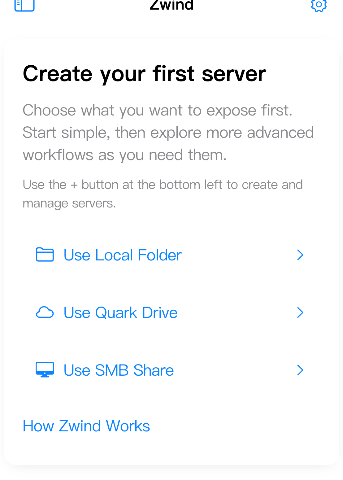 Choose Use SMB Share from the first server card.