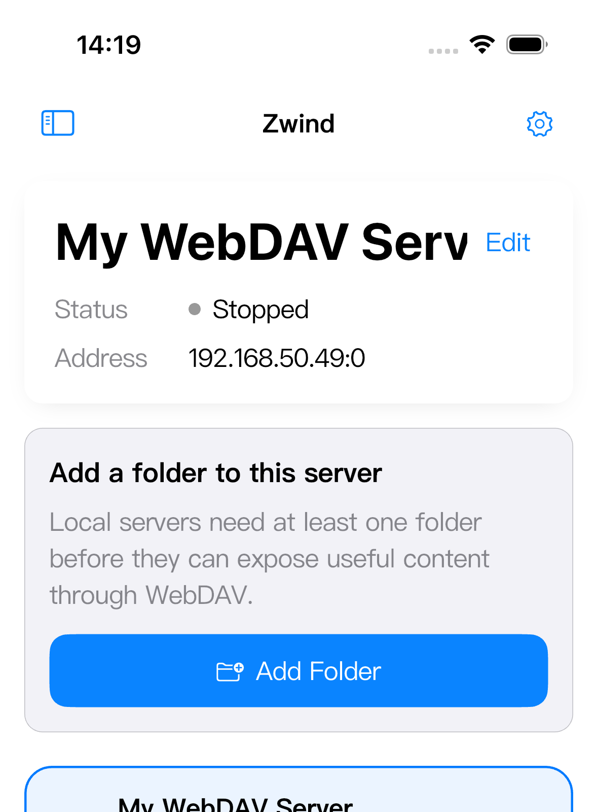 Add a data folder before starting the local server.