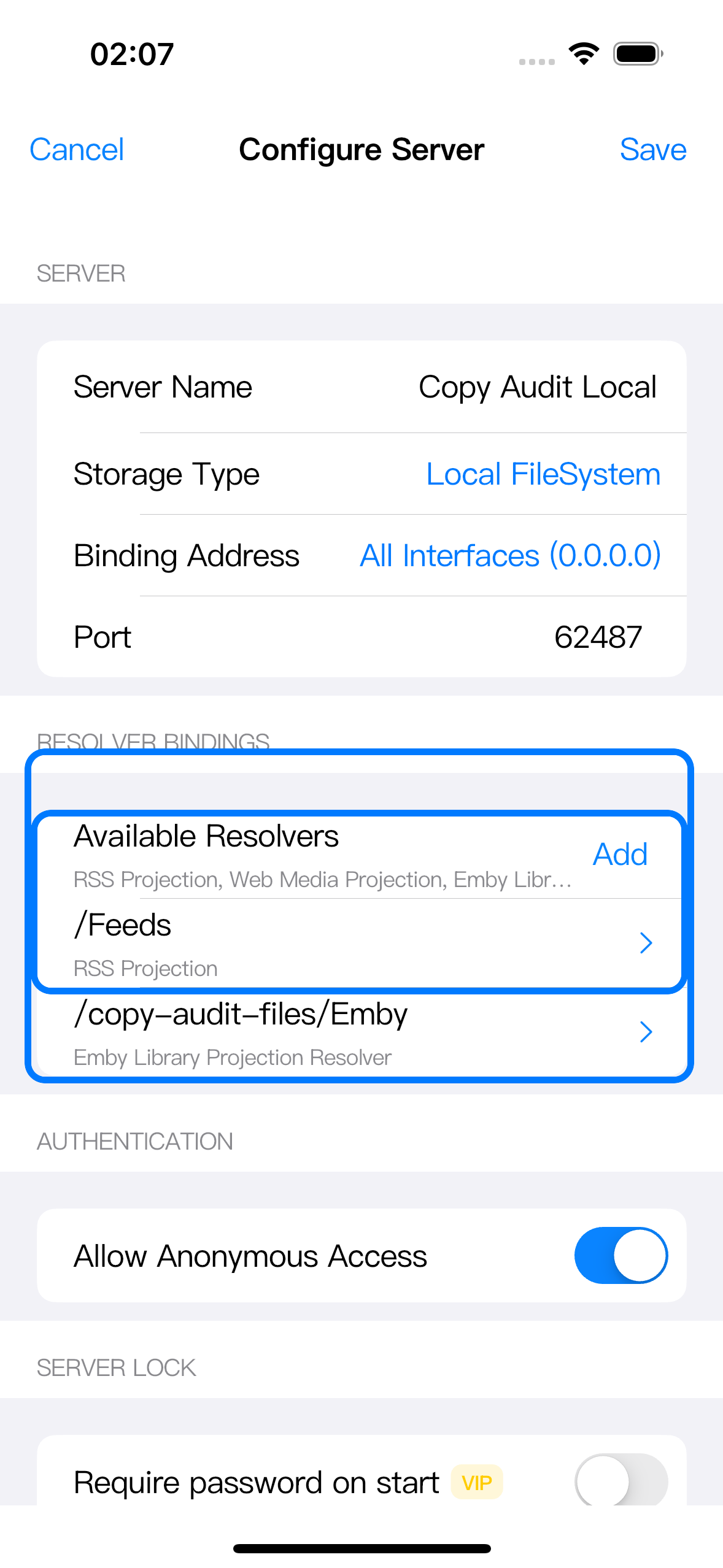 Configure Server 页面中框选 Resolver Bindings。