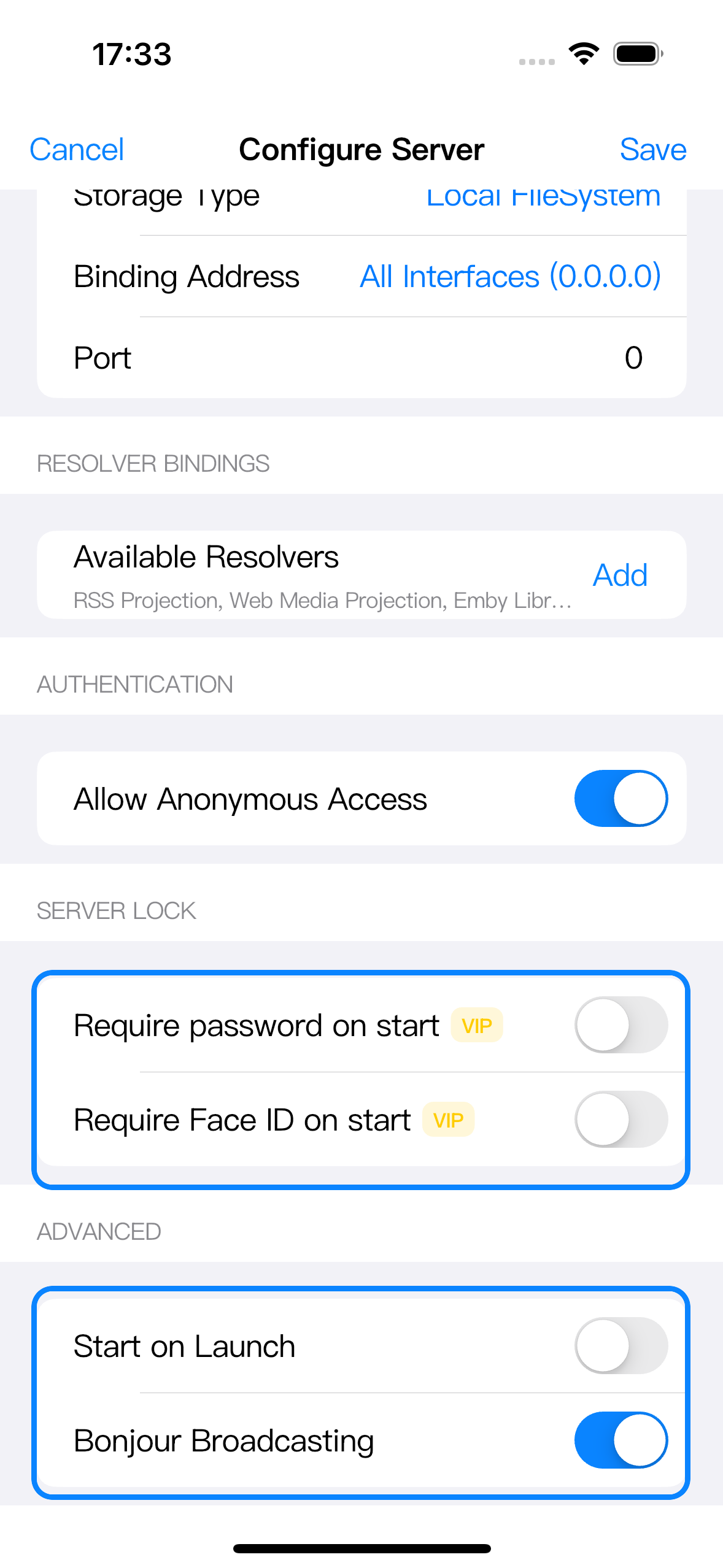 Server Lock and Start on Launch controls highlighted.